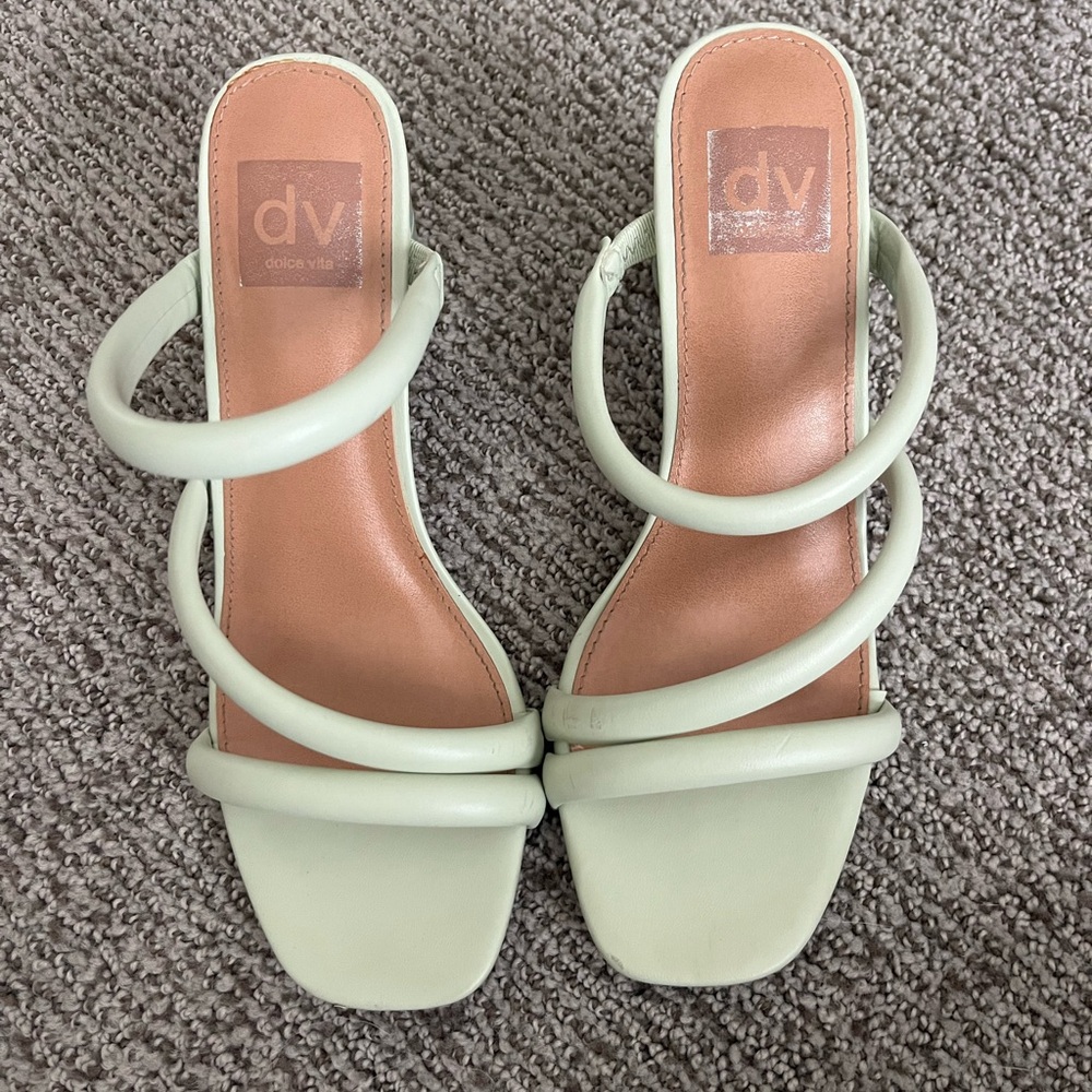 DV by Dolce Vita Green Strappy Sandals with Square Toe